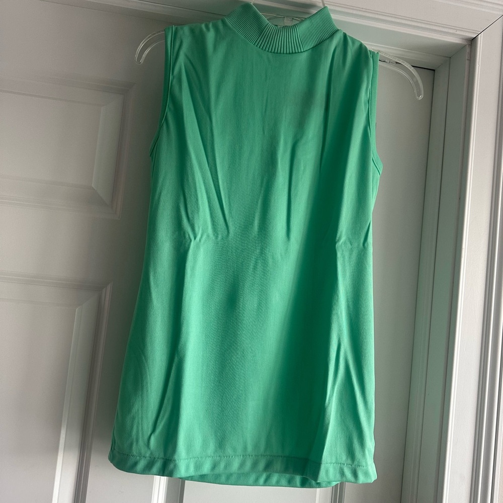 Vintage Corliss sleeveless mock neck top spring green